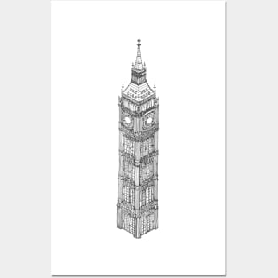 Big Ben - Hand Drawn Print Posters and Art